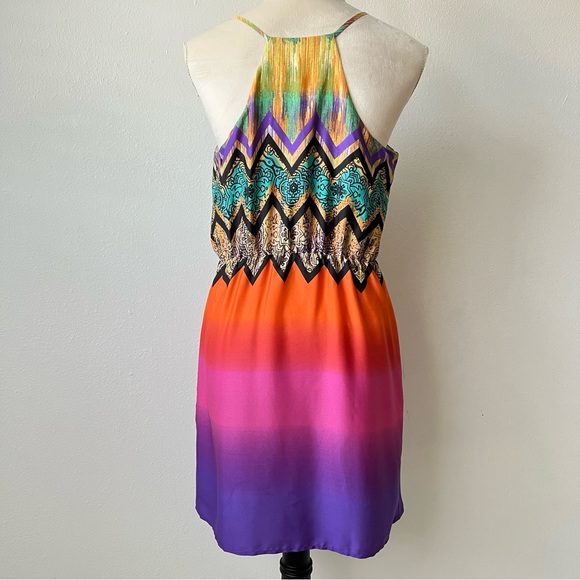 GB Multicolored Zig Zag Blouson Shift Mini Dress - Picture 2 of 7